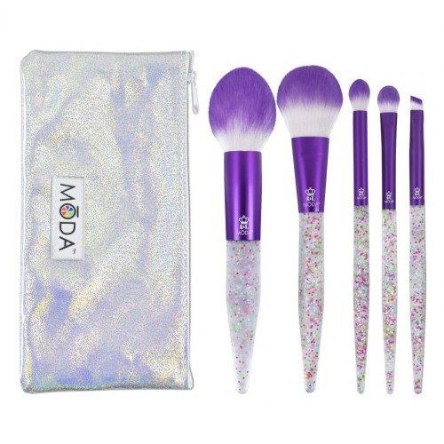Royal Brush Moda Glitter Bomb 6-Piece Purple Makeup Brush Set - Unleash Your Inner Glamor!