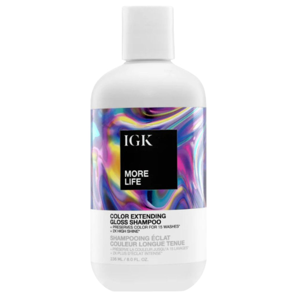 IGK More Life Color Extending Gloss Shampoo - 8 oz, for Long - Lasting Color Shine
